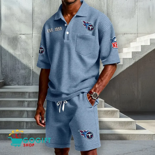 Tennessee Titans Waffle Shirt And Short, Football Lover Gift, Father's Day Gift, Gift For Him, Football Lover Gift
