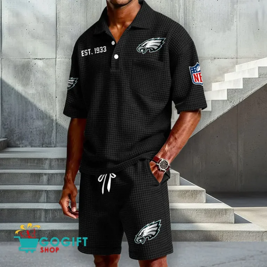 Philadelphia Eagles Waffle Shirt And Short, Football Lover Gift, Father's Day Gift, Gift For Him, Football Lover Gift