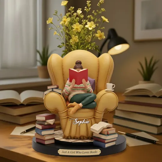 Discover Just A Girl Who Loves Books - Personalized Book Custom Shape Acrylic Flower Vase