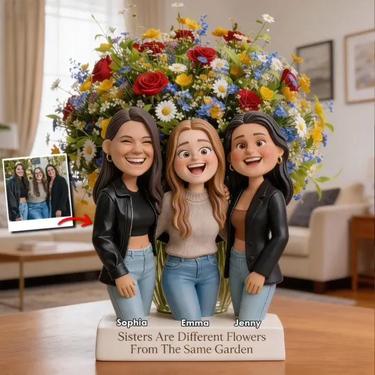 Sisters Are Different Flowers From The Same Garden - Personalized Sister Custom Shape Acrylic Flower Vase