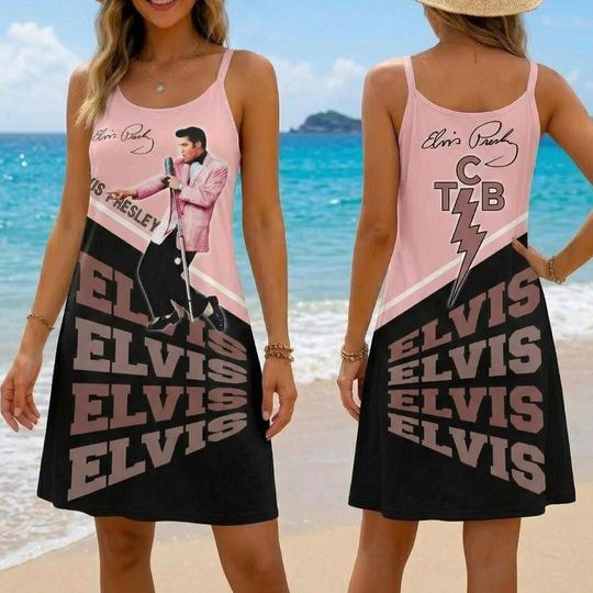 Discover Elvis Presley Women Dress, Elvis The King Sling Dress, Rock N Roll Gift, Epic Elvis 2026 Summer Dress, Elvis Presley Merch