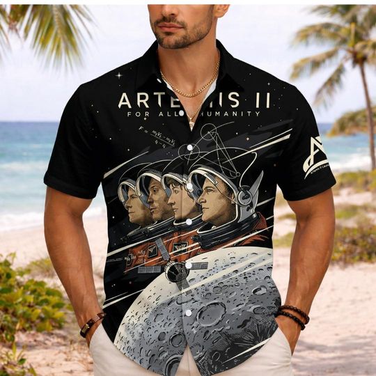 Discover Artemis II 2026 Rocket Launch Hawaiian Shirt, Future Moon Mission Button Shirt, Space Exploration Summer Shirt, Science Gift, Gift For Him
