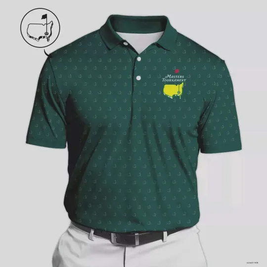 Discover Masters Tournament Golf Polo Shirt Pattern Cup Dark Green Polo Shirt  Print1