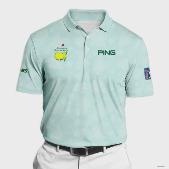 Discover PPing Masters Tournament Sports Polo Shirt Green Pastel Floral Hawaiian Shirt