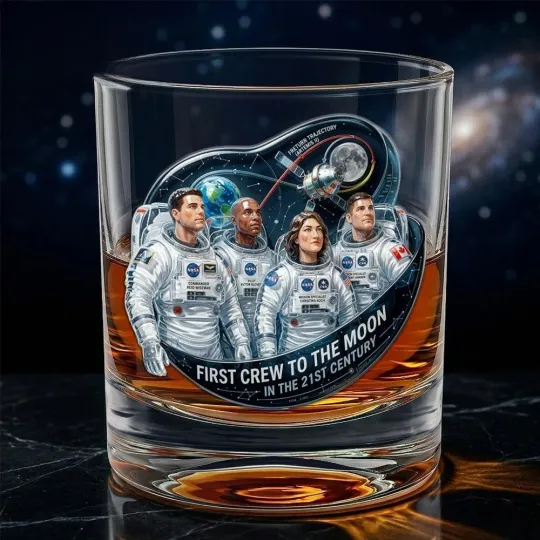 Discover Artemis II Astronaut Crew Whiskey Glass