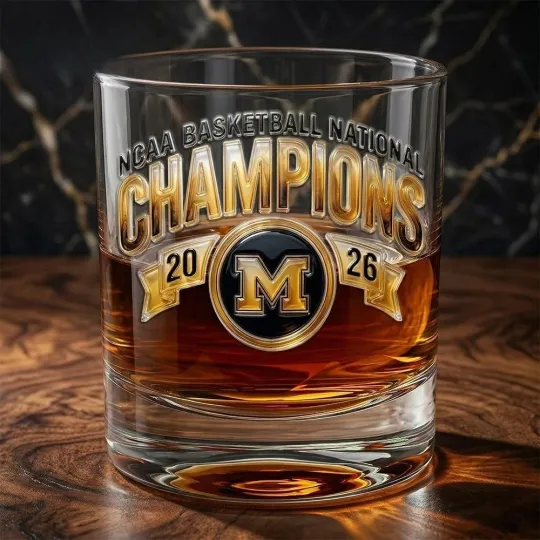 Discover Wolverines Champions Whiskey Glass