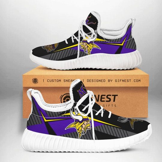 Discover football Minnesota Vikings Black Purple Yellow Thunder Graphic Reze Sneakers