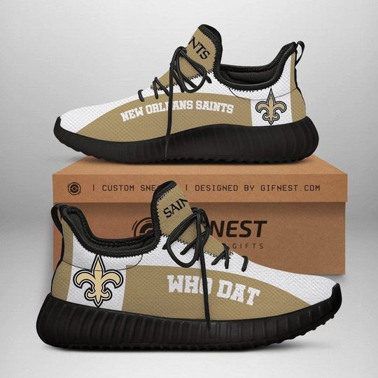 Discover football New Orleans Saints White Golden Who Dat Reze Sneakers