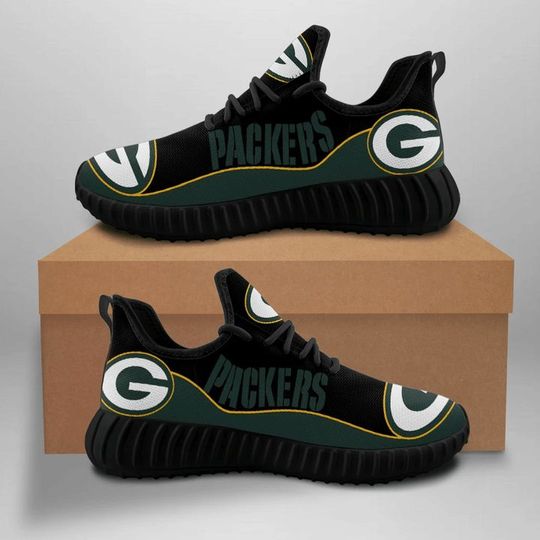 Discover football Green Bay Packers Green Black Big Logo Sneaker Reze Sneakers
