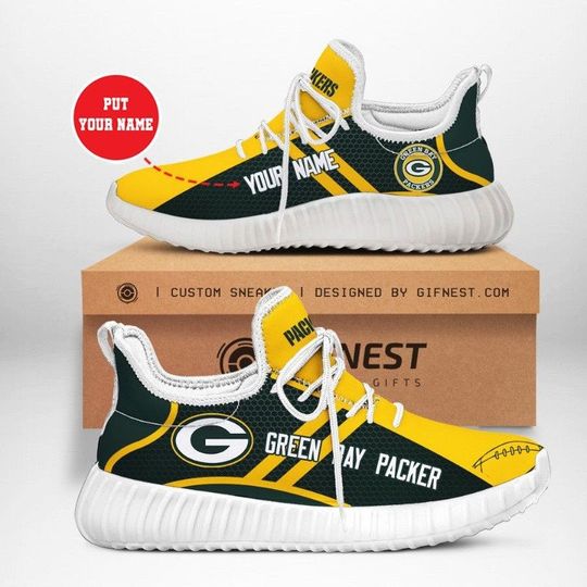 football Green Bay Packers Custom Name Green Yellow Ball Sneaker Reze Sneakers