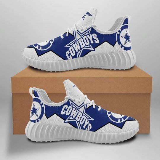 Discover football Dallas Cowboys White Blue Big Text Reze Sneakers