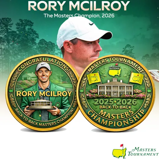 Discover Rory McIlroy 2025 2026 Masters Champion Back to Back Commemorative Golf Coin