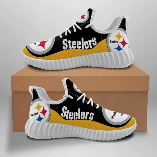 Discover football Pittsburgh Steeler Black Golden Curve Reze Sneakers V2