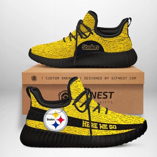 Discover football Pittsburgh Steeler Golden Here We Go Reze Sneakers