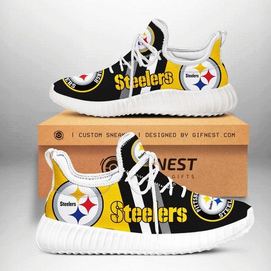 football Pittsburgh Steeler Golden Black Grey Stripes Reze Sneakers