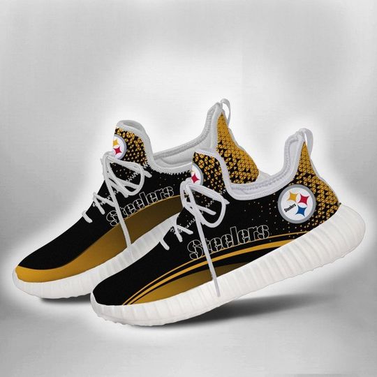 Discover football Pittsburgh Steeler Golden Black Curve Reze Sneakers