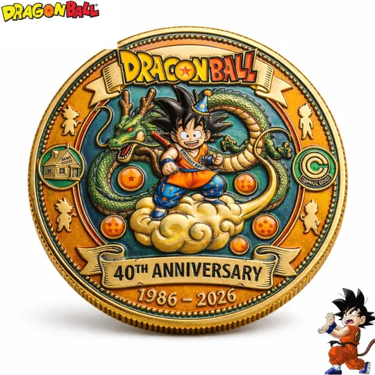 Discover Dragon Ball 40th Anniversary Coin, 1986-2026 Commemorative Fan Art Token