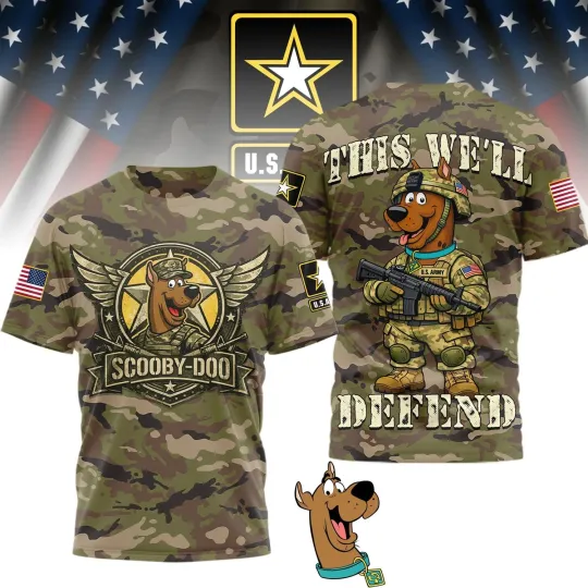Discover 1Scooby-Doo US Army This We’ll Defend 3D Shirt
