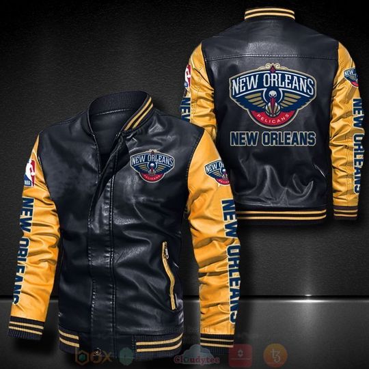 Discover NBA New Orleans Pelicans Black Yellow Leather Bomber Jacket