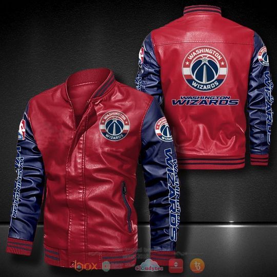 Discover NBA Washington Wizards Red Navy Leather Bomber Jacket