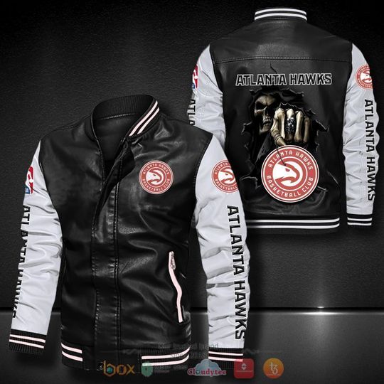 Basketball Atlanta Hawks Black White Death God Leather Bomber Jacket
