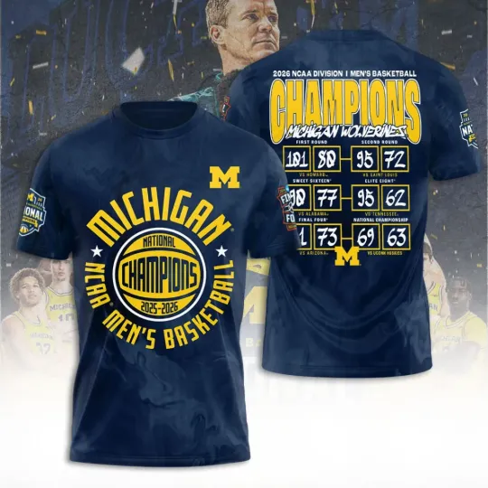 Discover Wolverines 2026 Men’s Basketball National Champions 3D Apparel
