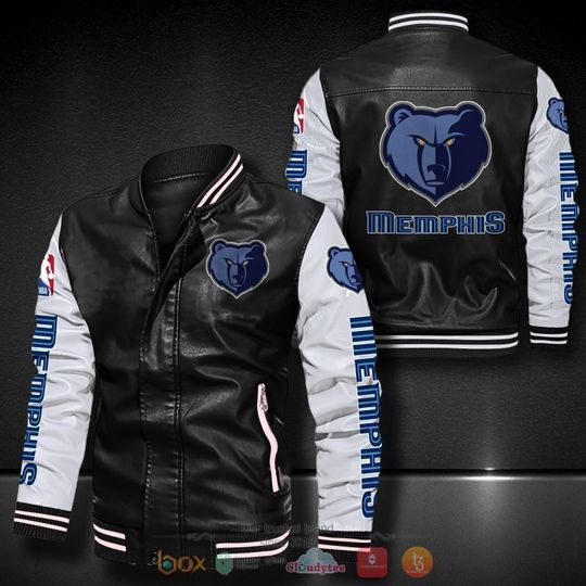 Discover Basketball Memphis Grizzlies Black White Leather Bomber Jacket