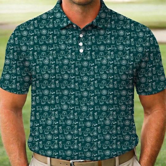 Discover Masters Golf Polo Shirt, Augusta Golf Shirt, Golf Tournament Polo Men Shirt, Golf Course Pattern Shirt, Golf Gift for Men Spring Golf Outfit