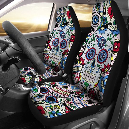 Discover football Tennessee Titans Skull Flowers Car Seat Covers