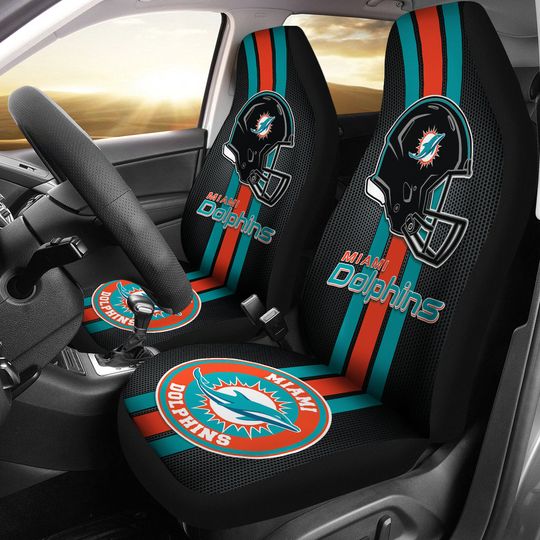 Discover football Miami Dolphins Black Helmet Car Seat Covers