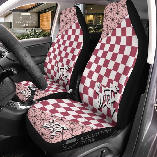 Discover Demon Neko Kamado Pattern Car Seat Cover