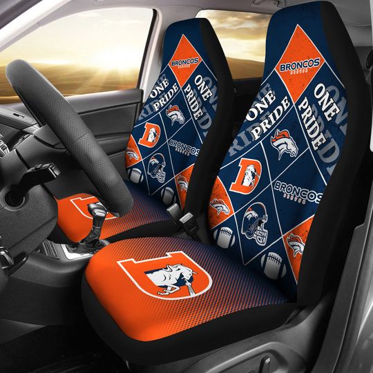 Discover football Denver Broncos Navy Blue Orange Car Seat Covers