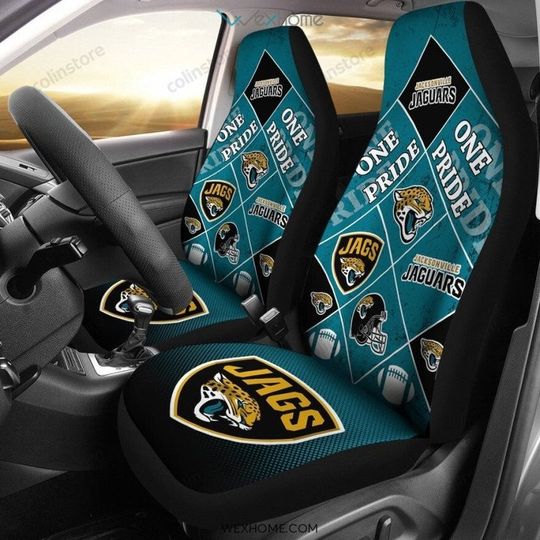 Discover football Jacksonville Jaguars Teal Black Car Seat Covers V2