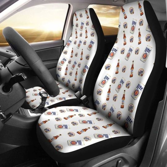 Discover Miller Lite White Car Seat Covers