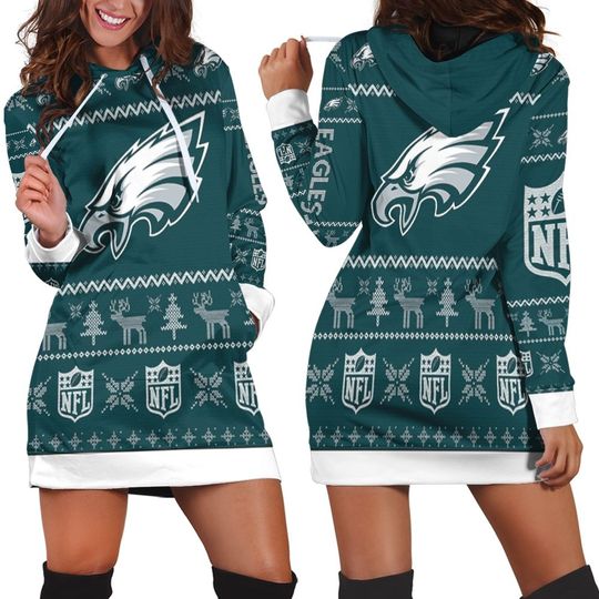 football Philadelphia Eagles Holiday Women Hoodie Dress