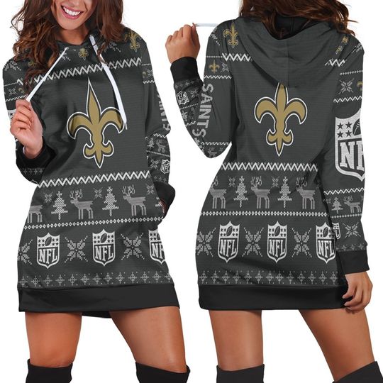 Discover football New Orleans Saints Holiday Women Hoodie Dress