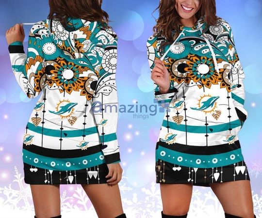 Discover football Miami Dolphins Flower Green Women Hoodie Dress