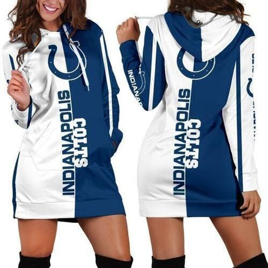 Discover football Indianapolis Colts Blue White Women Hoodie Dress