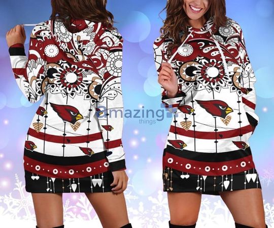 Discover football Arizonna Cardinals Flower White Red Women Hoodie Dress