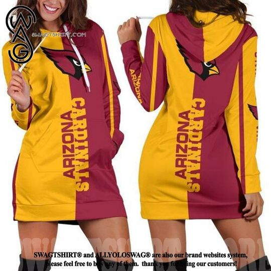 Discover football Arizonna Cardinals Yellow Red Women Hoodie Dress