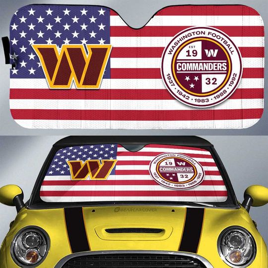 football Washington Commanders US Flag Car Sunshade