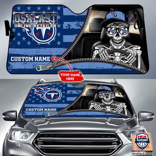 Discover football Tennessee Titans Custom Name Skeleton Car Sunshade