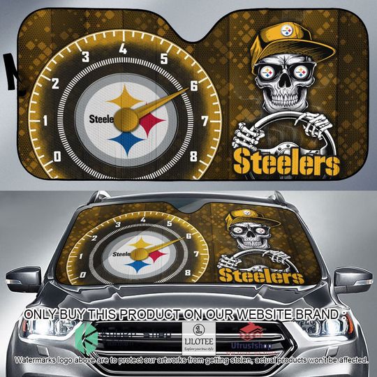 Discover football Pittsburgh Steeler Skeleton Car Sunshade