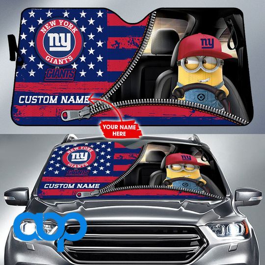 Discover football New York Giants Custom Name US Flag Car Sunshade