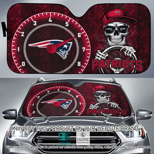 Discover football New England Patriots Skull Car Sunshade