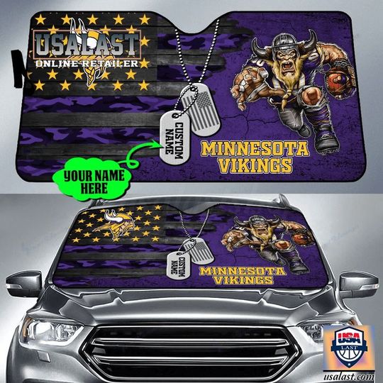 football Minnesota Vikings Custom Name Camo Car Sunshade