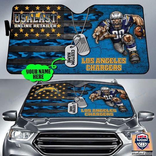 Discover football Los Angeles Chargers Custom Name Camo Car Sunshade