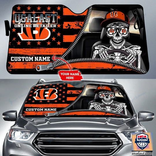 Discover football Cincinnati Bengals Custom Name Skeleton Car Sunshade