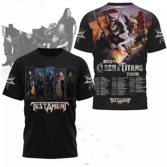 Discover Testament Band 2024 Klash Of The Titans Tour 3D T-Shirt
