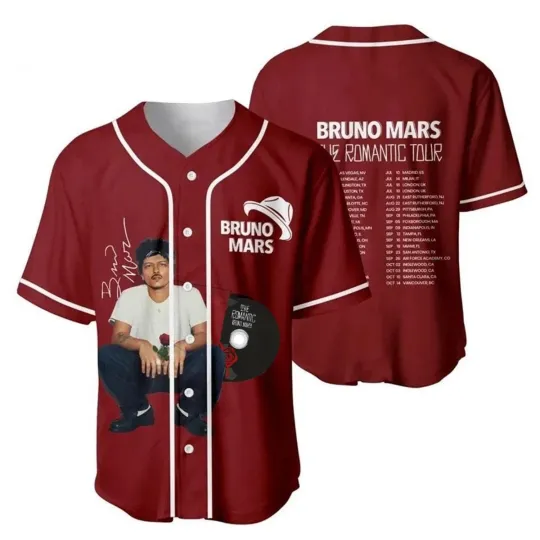 Discover Bruno Mars The Romantic Tour 2026 Baseball Classic Jersey
